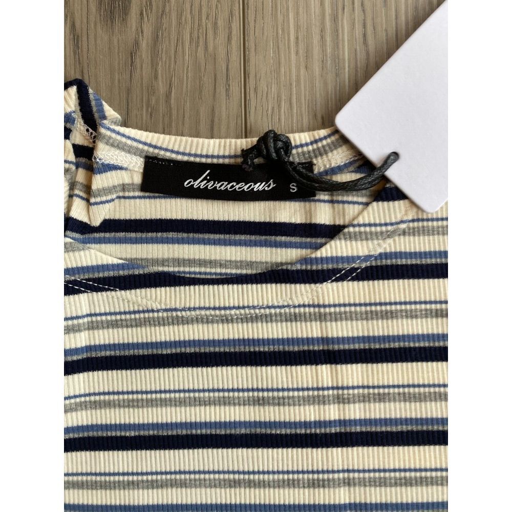Olivaceous Striped Short Sleeve T-Shirt Juniors Size Small Tee Shirt 90s Y2K NEW - Picture 6 of 8